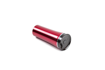 red burgundy thermos on a white background isolated
