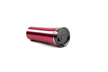 red burgundy thermos on a white background isolated