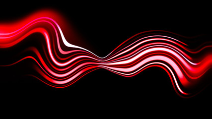 Glowing blurred light red stripes in motion over on background. Wave rays of light.. Abstract digital background with lines elements. Stock illustration.