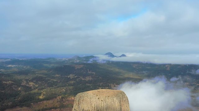 aerial of Devils Tower National Monument location for  Close Encounters Motion Picture