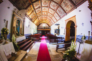 indoors of a small portuguese church