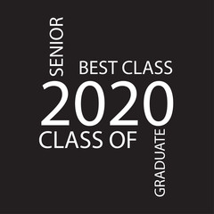 Class of 2020. Stylish graduate design for printing on robes. Vector illustration of College, school graduation logo for holiday event or party. A graduate of the senior 2020 written gradient gold.