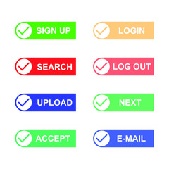 Set of modern material style buttons for website, mobile app and infographic template Different gradient colors illustration graphic and web design.