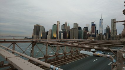 Lower Manhattan from the deck of the Brooklyn Bridge 