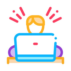 Stress Work Man Icon Vector. Outline Stress Work Man Sign. Isolated Contour Symbol Illustration