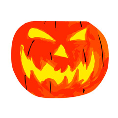 Beautiful bright watercolor orange and yellow pumpkin for holiday halloween isolated on a white background