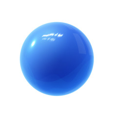 Realistic blue glossy 3D sphere with reflections.