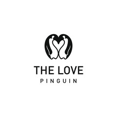 Pinguin logo Design. Pinguin love Logo. Love logo design. Negative space logo.