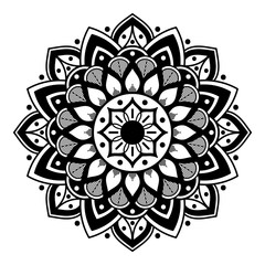 Black and white mandala for coloring page