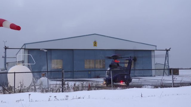 Powerful helicopter rotors blowing snow Iceland.mov