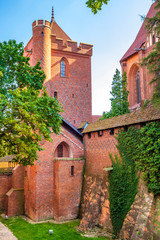 High Castle fortress defense walls and fortifications of the Medieval Teutonic Order Castle in Malbork, Poland