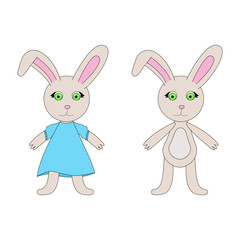 Cute cartoon Bunny in vector. Little rabbit girl. Happy funny animal.