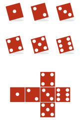 Fototapeta premium The dice are red. Red dice isolated on white. Vector illustration