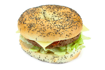 bagel burger au boeuf et fromage