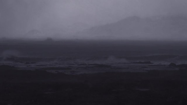 Arctic winter storm gale force winds Iceland handheld