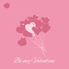 Be my Valentine. Happy Valentine's Day. 14 february Vector illustration with baloons. Cute love card