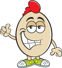 Cartoon illustration of a smiling egg giving a thumbs up.