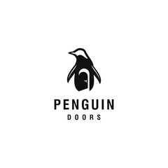 Obraz premium Pinguin door symbol. Pinguin logo. Door logo inspiration.Animal home logo.