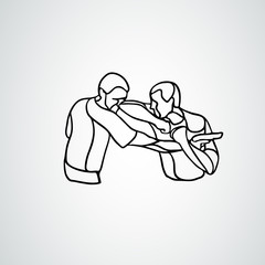 Krav maga silhouettes. Two abstract fighters pictogram