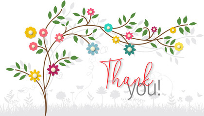 Thank You Lettering Greeting Card Vector.