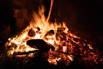 Night campfire with available space at left side.