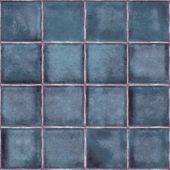 Blue glazed ceramic tile, Crackle glass mosaic tile, Background with glazed tile texture