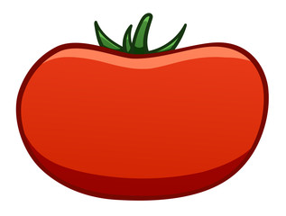 Red cartoon style tomato on white background