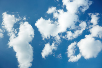 Deep blue sky with clouds. Nature background.