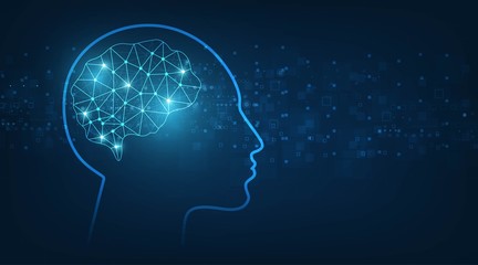 Technology Artificial intelligence (AI) brain animation digital data concept.Big Data Flow Analysis. Deep Learning Modern Technologies. Futuristic Cyber Innovation. Fast digital network.