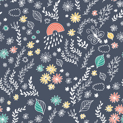 Seamless floral pattern, vector flower background