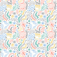 Seamless floral pattern, vector flower background
