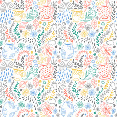 Seamless floral pattern, vector flower background