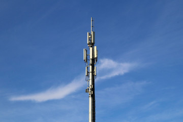 5G telephone and telecommunication antennas installed in the city