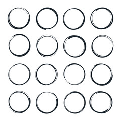 Hand drawn circles sketch frame template color editable. Rounds scribble line circles symbol vector sign isolated on white background illustration for graphic and web design.