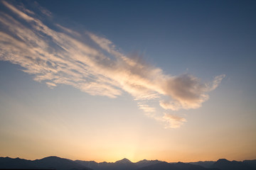 夕暮れの空のパノラマ