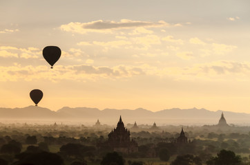 hot air balloon at sunset