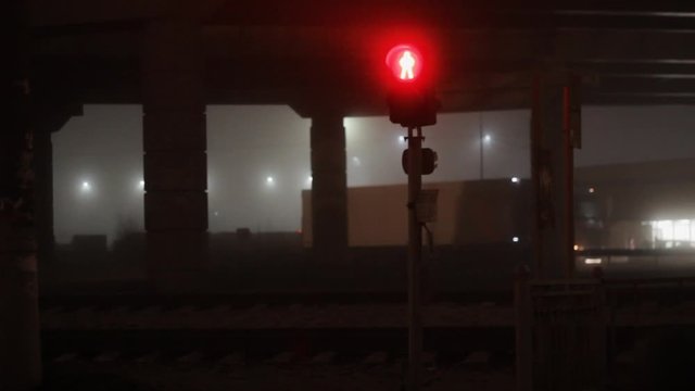 truck goes on the road in bad weather fog logistics