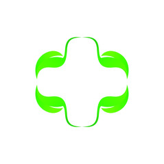 Medical Cross and Leaf for Health Pharmacy Vector Illustration