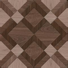 tiles, wooden geometric shapes wall and floor