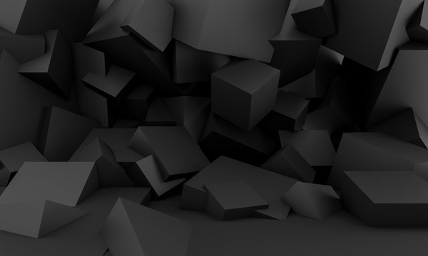 minimalist black background with square geometric shapes