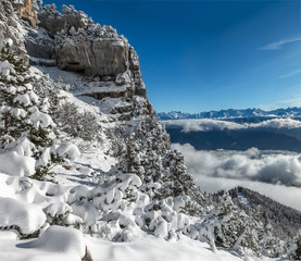 Cirque de l' Aulp du Seuil en Chartreuse en hiver dans les Alpes