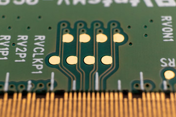 Contact pads of an LCD TV printed circuit board underside