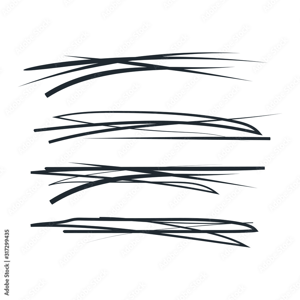 Poster Handmade of underline strokes in marker brush doodle style template color editable. Various Shapes vector sign isolated on white background illustration for graphic and web design.