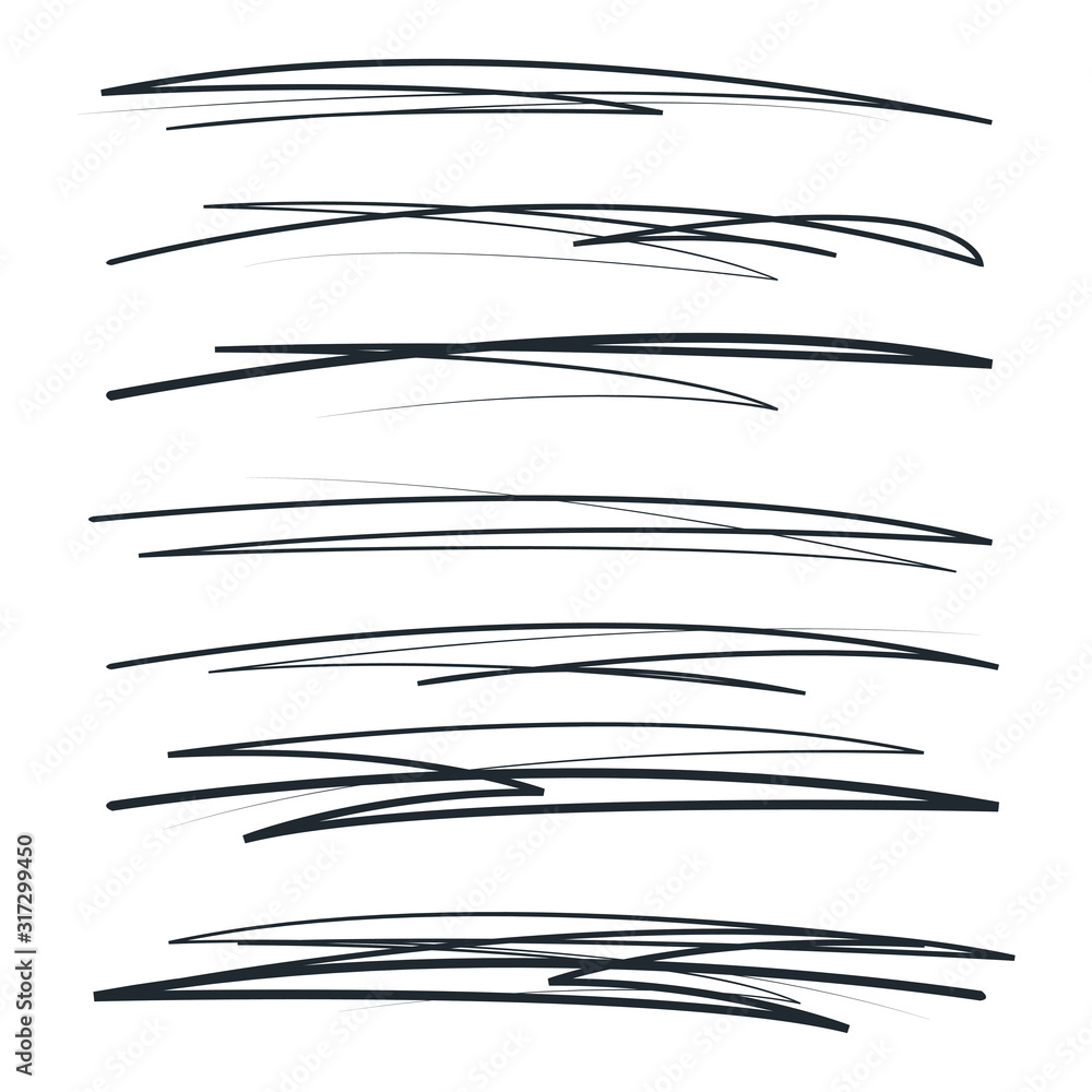 Poster Handmade of underline strokes in marker brush doodle style template color editable. Various Shapes vector sign isolated on white background illustration for graphic and web design.