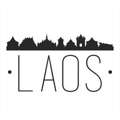 Laos Asia. City Skyline. Silhouette City. Design Vector. Famous Monuments.