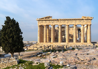 Scenic view of Parthenon Temple, Acropolis, Athens, Greece.