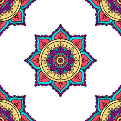 Mandala seamless pattern. Hand drawn background isolated on white