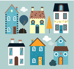 Houses Vector Illustrations clipart graphics objects