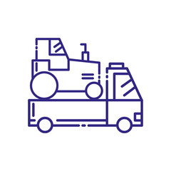 Isolated tractor over pickup car vehicle vector design