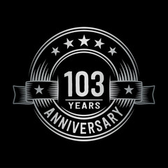 103 years anniversary celebration logotype. Vector and illustration.